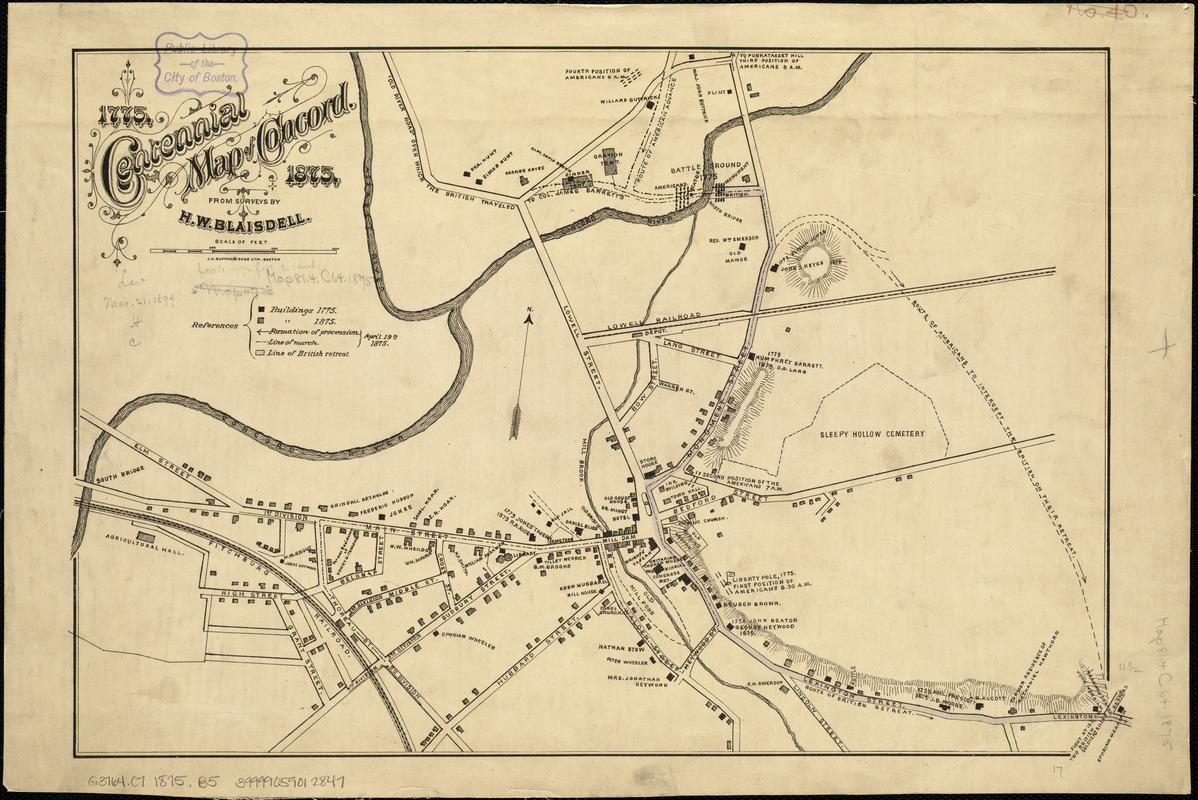 Centennial Map of Concord, 1775-1875 (Massachusetts Collections Online)