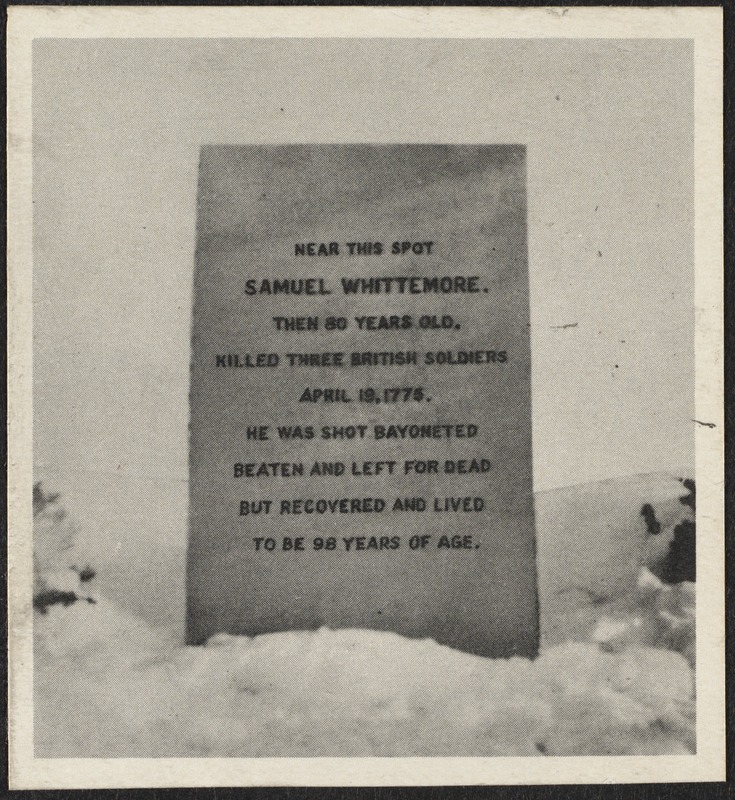 Marker for Samuel Whittemore (Arlington Historical Society)