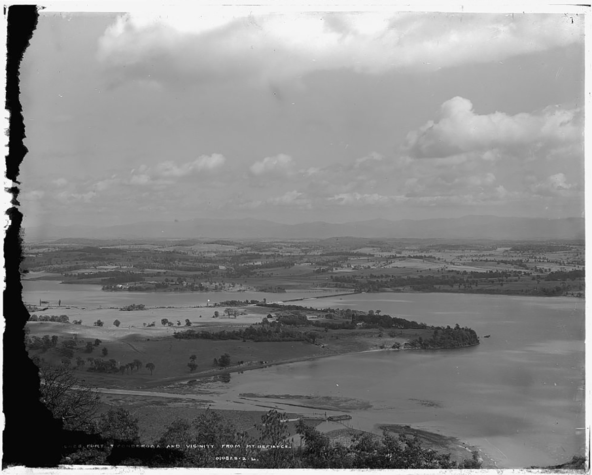 Detroit Publishing Co., Copyright Claimant, and Publisher Detroit Publishing Co. Fort Ticonderoga and vicinity from Mt. Defiance. George New York State Fort Ticonderoga United States Lake New York George, Lake, ca. 1903. Photograph. Library of Congress.